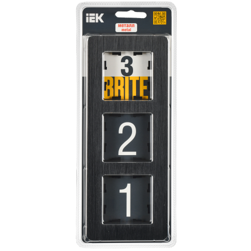 BRITE Рамка 3-местная РУ-3-1-Бр металл черный RE AL IEK BRITE Рамка 3-местная РУ-3-1-Бр металл черный RE AL IEK