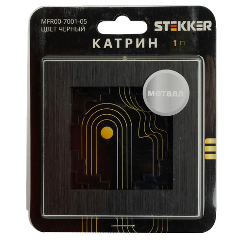 Рамка 1-местная, металл, STEKKER MFR00-7001-05, серия Катрин, черный Рамка 1-местная, металл, STEKKER MFR00-7001-05, серия Катрин, черный