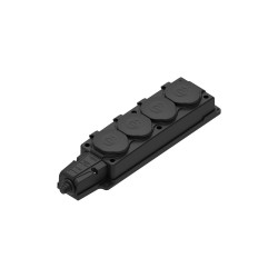 MULTISET Колодка 4х розетка 2К+З каучуковая 16 А/250 В IP44 ЧЁРНАЯ