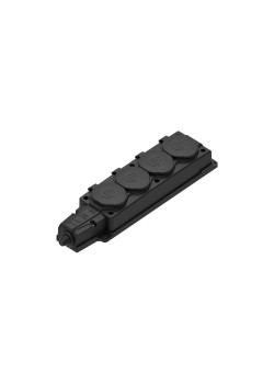 MULTISET Колодка 4х розетка 2К+З каучуковая 16 А/250 В IP44 ЧЁРНАЯ
