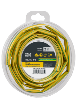 Трубка термоусадочная ТТУ нг-LS 2/1 желто-зеленая (2м/упак) IEK