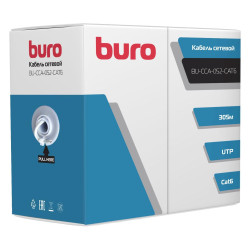 Кабель сетевой Buro BU-CCA-052-CAT6 UTP 4 пары cat.6 solid 0.52мм CCA 305м серый
