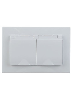 Розетка 2-м СП 16А 250В 2P+E Schuko IP20 с крышкой защ. шторки Plano бел. 1-210-01 Intro Б0053934