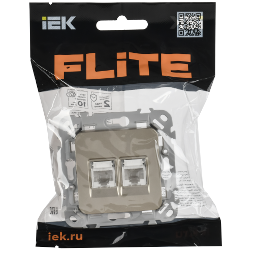 FLITE Розетка 2-местная компьютерная RJ45 категория 5Е UTP РК5е-2-0-ФлШ шампань IEK FLITE Розетка 2-местная компьютерная RJ45 категория 5Е UTP РК5е-2-0-ФлШ шампань IEK