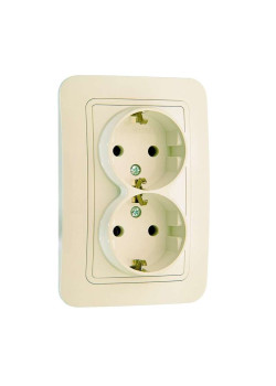 Розетка 2-м СП Lillium 16А IP20 с заземл. крем./крем. Makel 70282