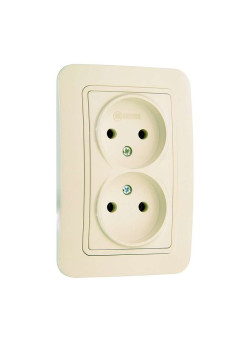 Розетка 2-м СП Lillium 16А IP20 без заземл. крем./крем. Makel 70217