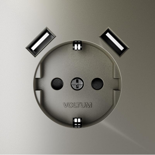 Розетка 1-м СП S70 16А с USB A+A с заземл. защ. шторки механизм шелк Voltum VLS040404 Розетка 1-м СП S70 16А с USB A+A с заземл. защ. шторки механизм шелк Voltum VLS040404