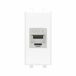 Компьютерная розетка RJ-45 без шторки модульная, кат.6 экранированная, Avanti, белое облако, 1 модуль