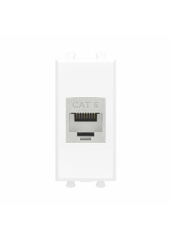 Компьютерная розетка RJ-45 без шторки модульная, кат.6 экранированная, Avanti, белое облако, 1 модуль