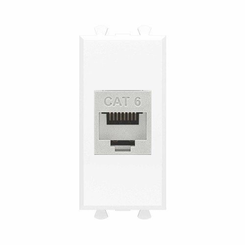 Компьютерная розетка RJ-45 без шторки модульная, кат.6 экранированная, Avanti, белое облако, 1 модуль