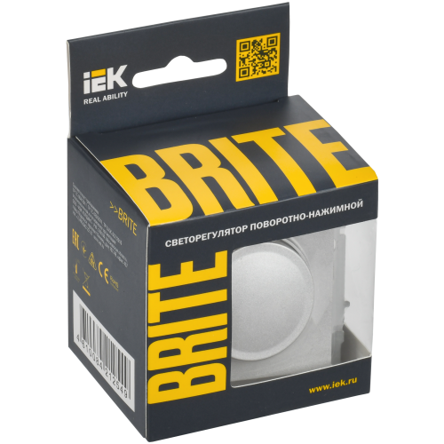 BRITE Светорегулятор поворотно-нажимной 600Вт СС10-1-0-БрА алюминий IEK