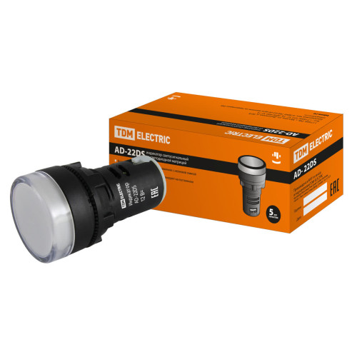 Лампа AD-22DS(LED)матрица d22мм белый 12В AC/DC TDM