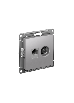 ATLASDESIGN РОЗЕТКА двойная ТВ + компьютерная RJ45 кат. 5e, механизм, АЛЮМИНИЙ