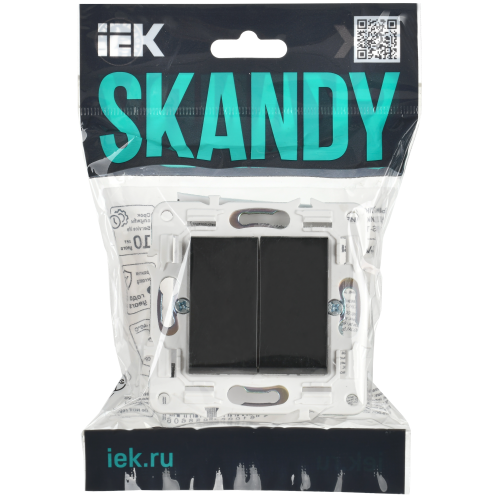 SKANDY Выключатель 2-клавишный проходной 10А SK-V05Bl черный IEK SKANDY Выключатель 2-клавишный проходной 10А SK-V05Bl черный IEK