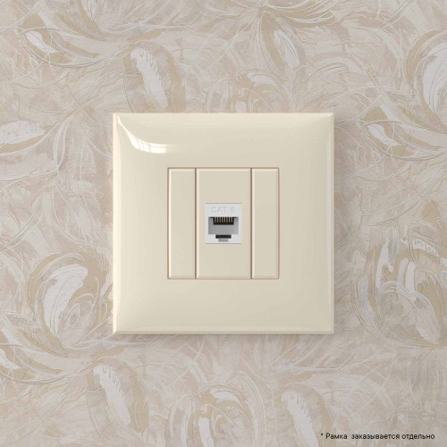 Компьютерная розетка RJ-45 без шторки в стену, кат.6 одинарная, Avanti, ванильная дымка Компьютерная розетка RJ-45 без шторки в стену, кат.6 одинарная, Avanti, ванильная дымка