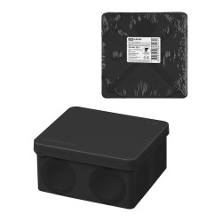Коробка расп., двухкомп. для прямого монтажа ОП 100х100х50 мм, IP66, 8 вх., HF, черная, инд. шк. TDM