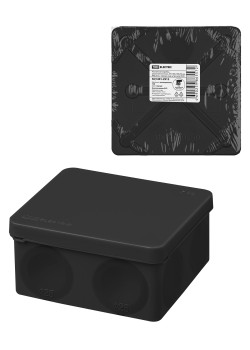 Коробка расп., двухкомп. для прямого монтажа ОП 100х100х50 мм, IP66, 8 вх., HF, черная, инд. шк. TDM