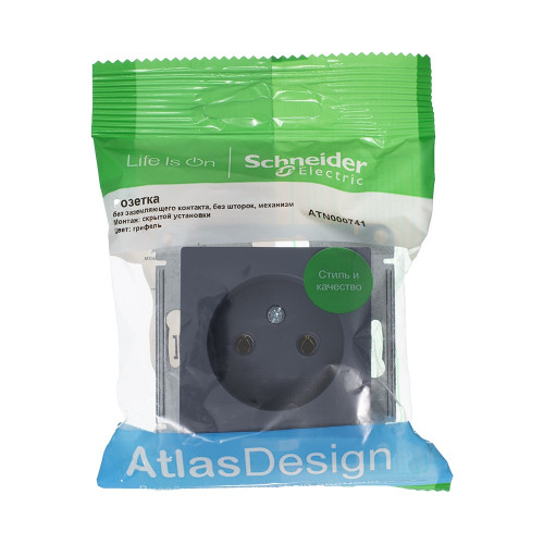 ATLASDESIGN РОЗЕТКА без заземления без шторок, 16А, механизм, ГРИФЕЛЬ ATLASDESIGN РОЗЕТКА без заземления без шторок, 16А, механизм, ГРИФЕЛЬ