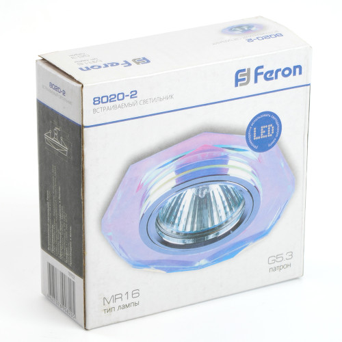 Светильник встраиваемый Feron DL8020-2 потолочный MR16 G5.3 мультиколор-перламутр Светильник встраиваемый Feron DL8020-2 потолочный MR16 G5.3 мультиколор-перламутр