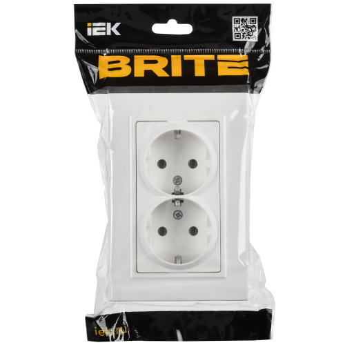 BRITE Розетка 2-местная с заземлением без защитных шторок плоская 16А в сборе РСПл12-3-БрАБ арктический белый IEK BRITE Розетка 2-местная с заземлением без защитных шторок плоская 16А в сборе РСПл12-3-БрАБ арктический белый IEK