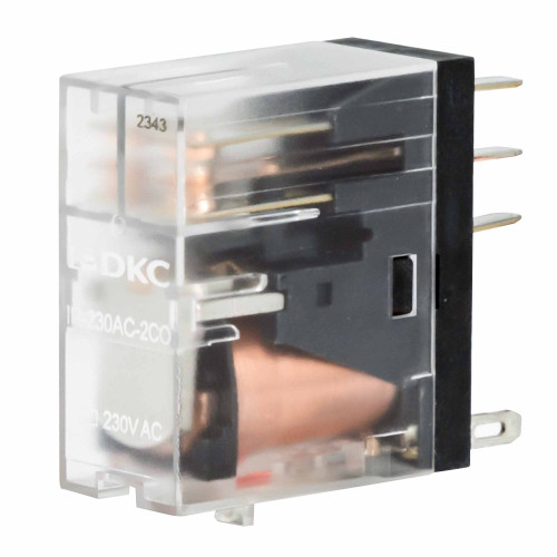 Реле миниатюрное промышленное, 2CO, ком. ток 8А, AgSnO2, напряжение 230V AC, опция: светодиод