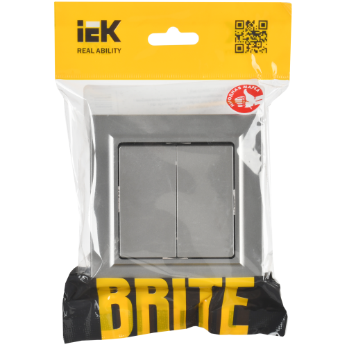 BRITE Выключатель 2-клавишный 10А в сборе ВСР10-2-0-БрС сталь IEK BRITE Выключатель 2-клавишный 10А в сборе ВСР10-2-0-БрС сталь IEK