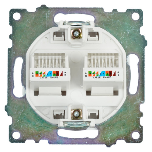 Розетка компьютерная 2-местная RJ-45 (механизм) STEKKER GLS00-7109-01 , серия Катрин, белый Розетка компьютерная 2-местная RJ-45 (механизм) STEKKER GLS00-7109-01 , серия Катрин, белый