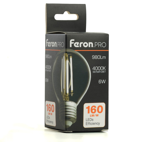 Лампа светодиодная Feron.PRO LB-1706 Шарик E27 980LM 6W 175-265V 4000K Лампа светодиодная Feron.PRO LB-1706 Шарик E27 980LM 6W 175-265V 4000K