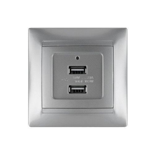 Розетка 2USB порт 2,1А 5В металлик Розетка 2USB порт 2,1А 5В металлик