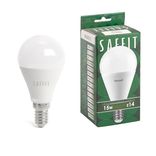 Лампа светодиодная SAFFIT SBG4515 Шарик E14 15W 230V 4000K