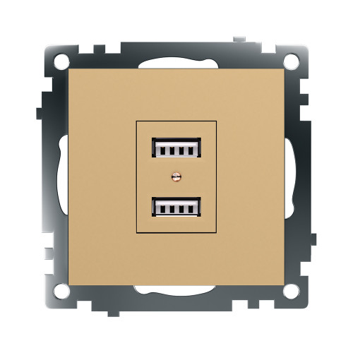 Розетка 2-местная USB (механизм), STEKKER, GLS10-7115-08, 250В, 2,1А, серия Катрин, золото Розетка 2-местная USB (механизм), STEKKER, GLS10-7115-08, 250В, 2,1А, серия Катрин, золото