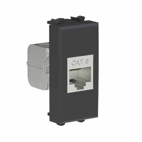 Компьютерная розетка RJ-45 без шторки модульная, кат.6 экранированная, Avanti, черный матовый, 1 модуль Компьютерная розетка RJ-45 без шторки модульная, кат.6 экранированная, Avanti, черный матовый, 1 модуль