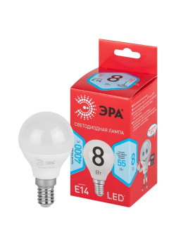 Лампа светодиодная RED LINE LED P45-8W-840-E14 R 8Вт P45 шар 4000К нейтр. бел. E14 Эра Б0052440