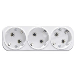 Разветвитель сетевой 3-местный с/з STEKKER ADP16-23-20, 250V, 16A, ABS пластик, белый