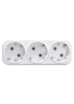 Разветвитель сетевой 3-местный с/з STEKKER ADP16-23-20, 250V, 16A, ABS пластик, белый