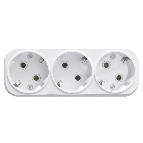Разветвитель сетевой 3-местный с/з STEKKER ADP16-23-20, 250V, 16A, ABS пластик, белый