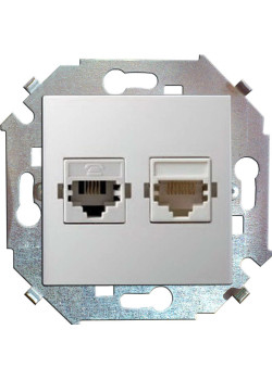 Розетка компьютерная 2-м СП Simon 15 RJ45 кат.5E Systimax механизм бел. Simon 1591593-030
