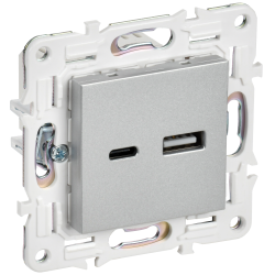 SKANDY Розетка USB A+C 3,1А SK-R14S серебряный IEK