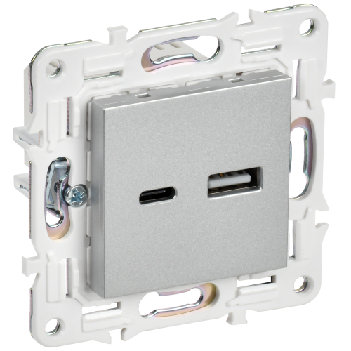 SKANDY Розетка USB A+C 3,1А SK-R14S серебряный IEK