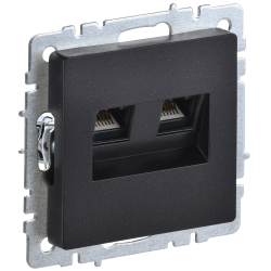 BRITE Розетка компьютерная двойная RJ45 кат.5E РК10-2-БрЧ черный IEK