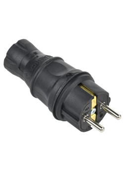 Вилка прямая 16А IP44 каучук черн. GENERICA EVK20-016-01-44-K02-G