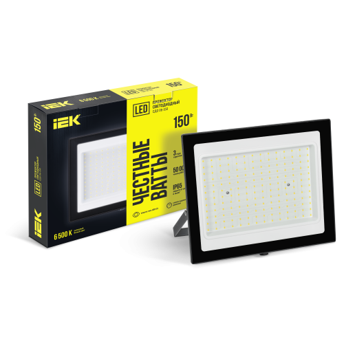 Прожектор СДО 06-150 светодиодный черный IP65 6500 K IEK