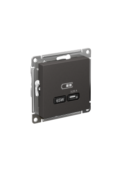 ATLASDESIGN USB РОЗЕТКА тип-С 65Вт высокоскор.заряд. QC, PD, механизм, БАЗАЛЬТ