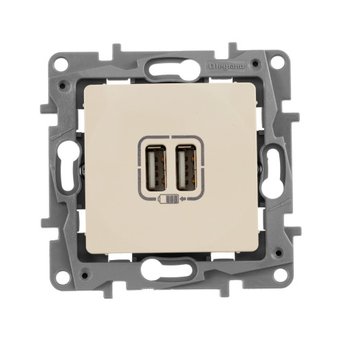 ETIKA Розетка USB A+A 15Вт слоновая кость ETIKA Розетка USB A+A 15Вт слоновая кость
