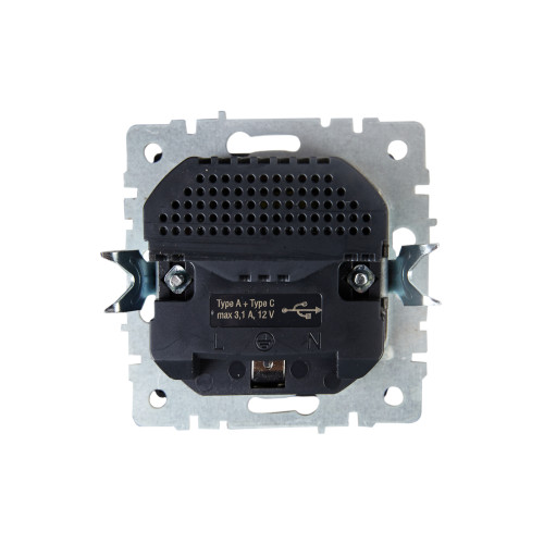 BRITE Розетка 1-местная с заземлением с защитными шторками 16А с USB A+C 18Вт РЮш11-1-БрТБ темная бронза IEK