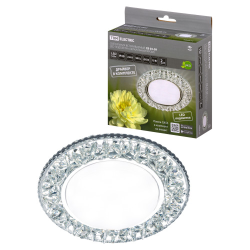 Светильник встраиваемый СВ 03-09 GX53 230В LED подсветка 5 Вт зеркальный/хром TDM