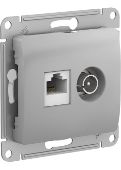 GLOSSA РОЗЕТКА двойная ТВ + компьютерная RJ45 кат. 5e, механизм, АЛЮМИНИЙ