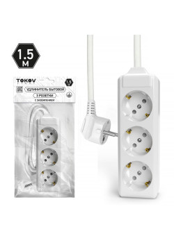 Удлинитель 3х1.5м с заземл. 10А 3х1.5 TOKOV LIGHT TKL-C01-BU3-1.5-1.5-Z