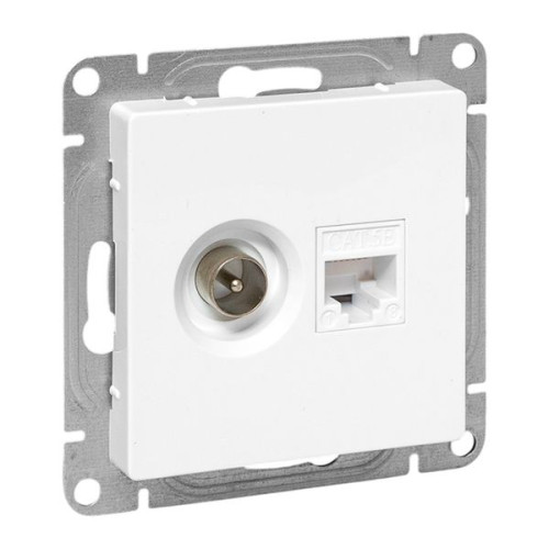 Механизм роз. TV+RJ45 (cat5), бел. Эпика EKF