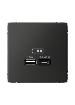 ARTGALLERY USB РОЗЕТКА A + тип-C 45Вт высокоскор.заряд. QC, PD, механизм, БАЗАЛЬТ